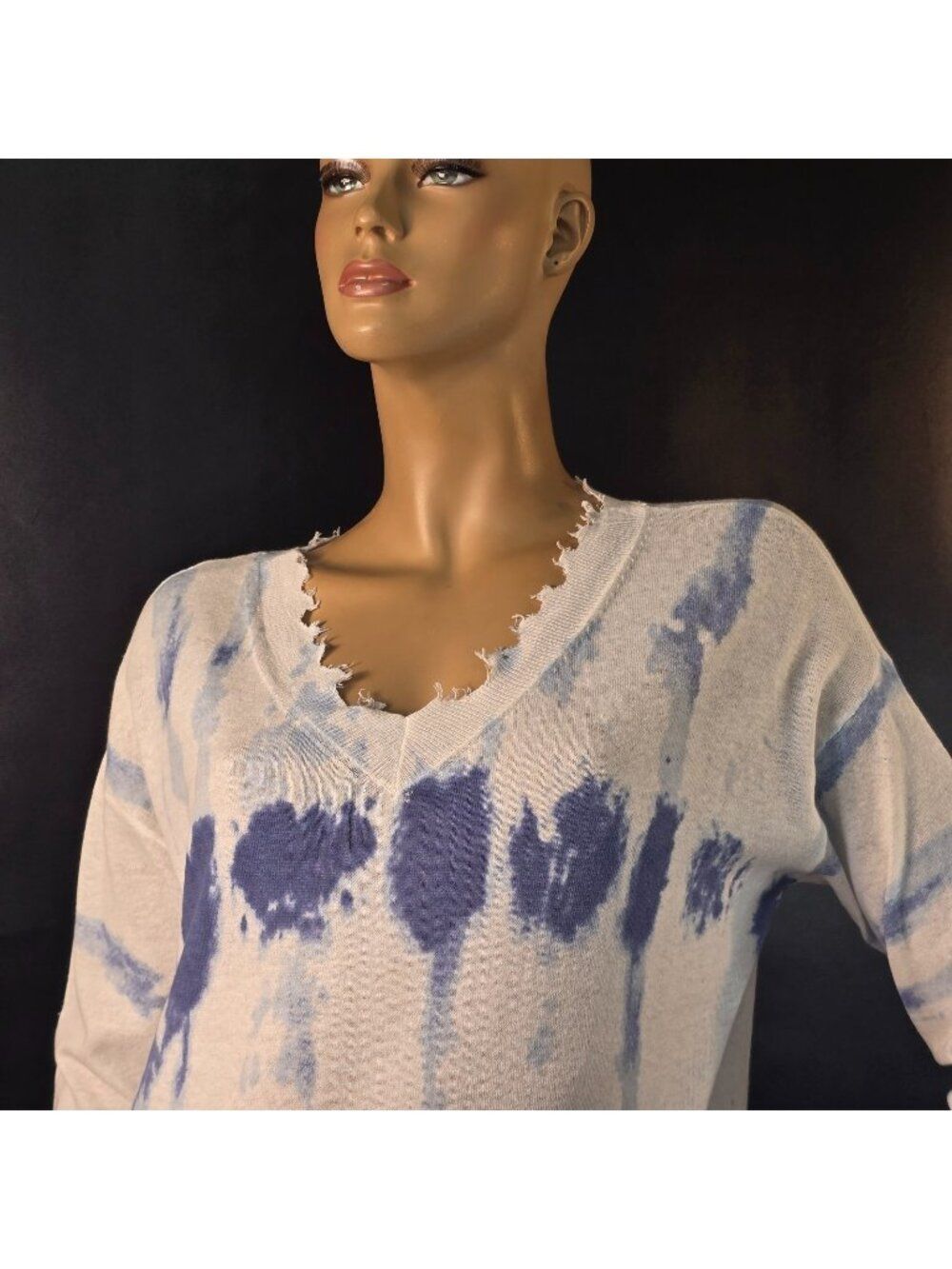 Charlie B Tissue Sweater Tie Dye Distressed Ripped Oversized Women's Size M